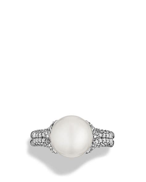 Lyst David Yurman Starburst Ring With Pearl And Diamonds In Metallic