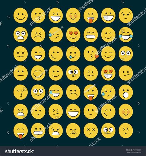 Set Smile Icons Emoji Emoticons Stock Vector Royalty Free 722950684
