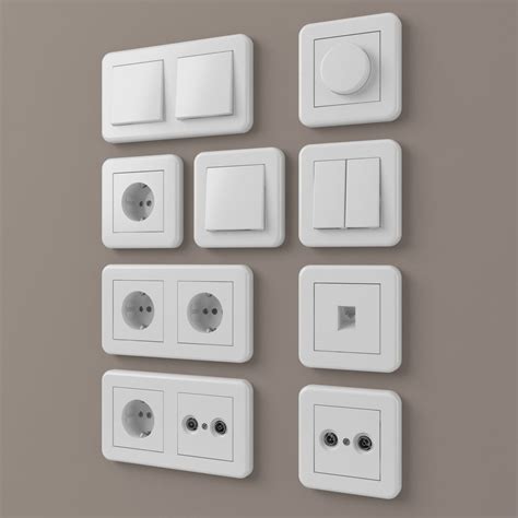 European Outlets And Light Switches 2 Electrical 3d Model Cgtrader