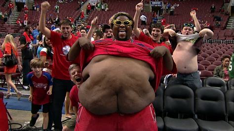 TNT Should Not Have Allowed This Morbidly Obese Sixers Fan To Participate In The Shirt Off