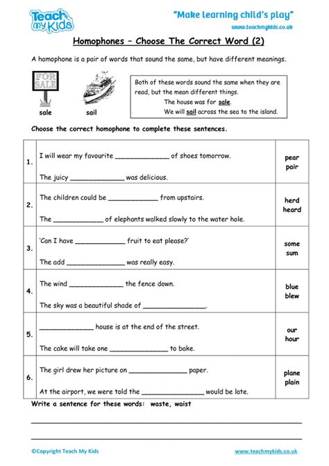 Choosing The Correct Homophones Worksheet Have Fun Teaching
