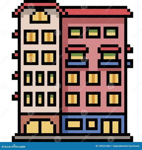 Vector Pixel Art Building City Stock Vector Illustration Of Isolated