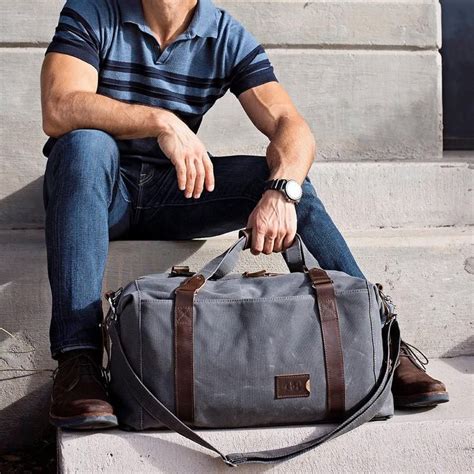 Waxed Canvas Weekender Bag For Men Personalized Duffle Bag Etsy