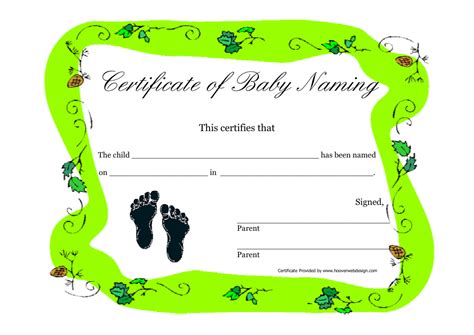 Baby Naming Certificate Free Printables