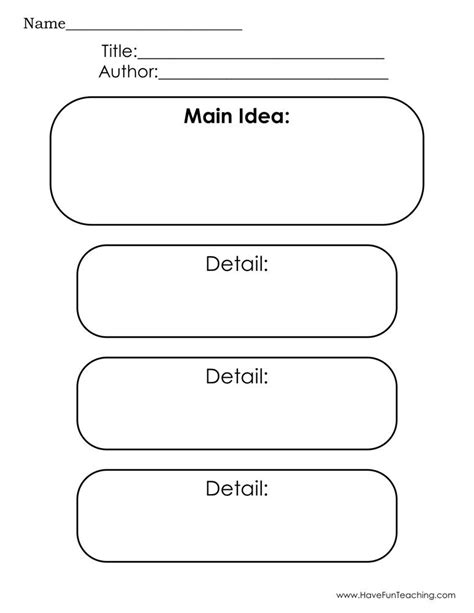 Main Idea And Three Details Graphic Organizer Worksheet By Teach Simple