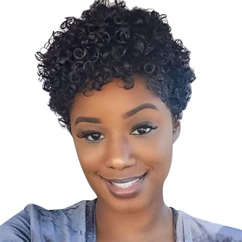 Mlide Short Curly Kinky Wigs Black For Women Fluffy Wavy Black Synthetic Hair Wig