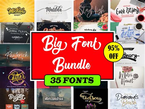 35 Premium Font Bundle Pack Digital Font Cricut Font Etsy