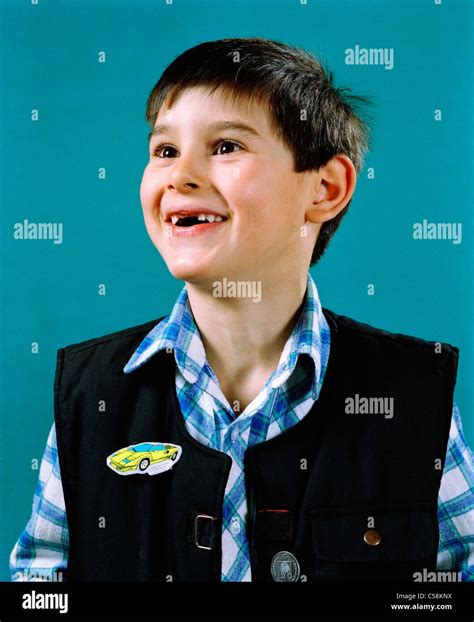 Portrait Of A Little Boy Smiling 7 Year Old Stock Photo Alamy