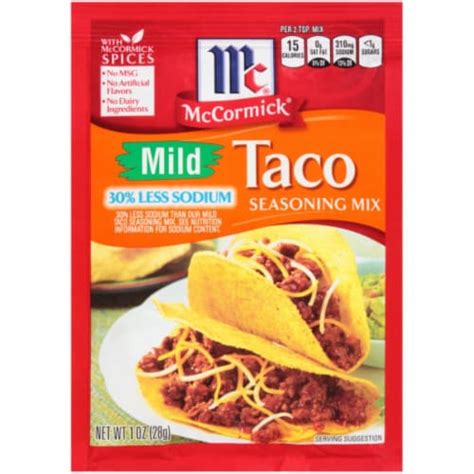 Mccormick® Reduced Sodium Mild Taco Seasoning Mix 1 Oz Kroger
