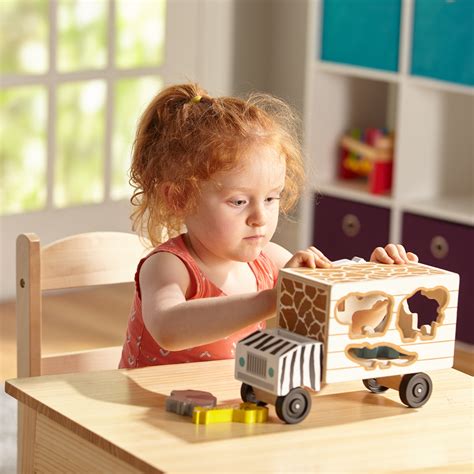 Melissa And Doug Animal Rescue Shape Sorting Truck Wooden Toy With 7