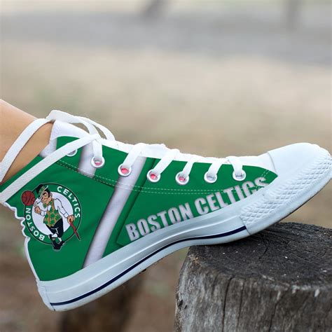 Boston Celtics Canvas Hightop Baseball Shoes Larry Bird Etsy