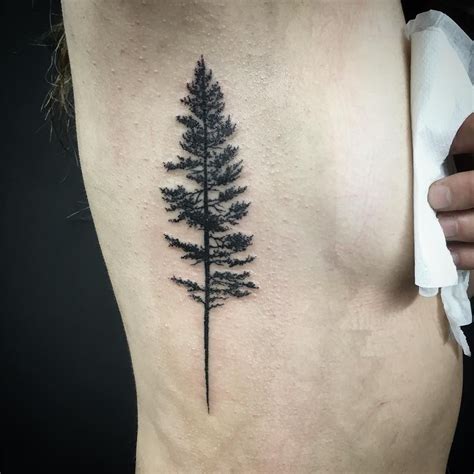 Fir Tree Hand Poke Tattoo By Sarah Lu Needleandchopsticktattoo