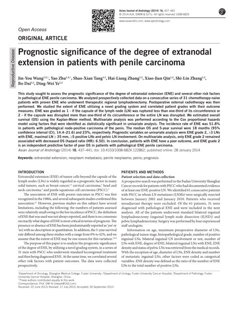 Pdf Prognostic Significance Of The Degree Of Extranodal Extension In