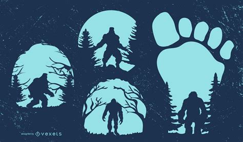 Bigfoot Silhouette Design Collection Vector Download