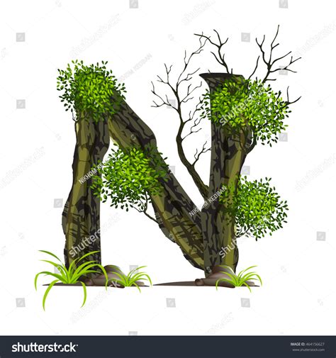 Leaves Tree Font On White Background Stock Vector Royalty Free