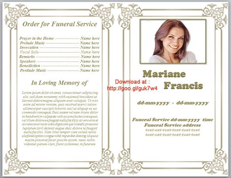 Printable Funeral Program Template
