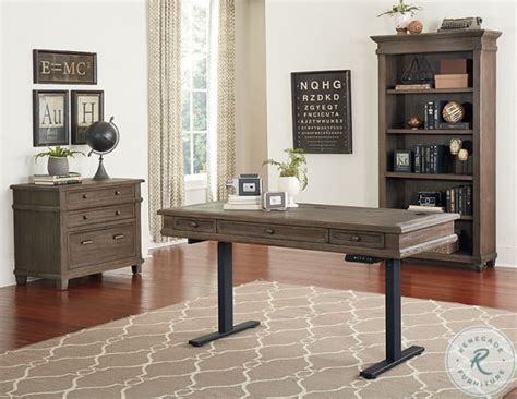 Carson Weathered Gray Brown Stand Home Office Set Homegallerystores