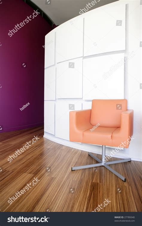 Modern Office Lobby Interior Design Orange Leather Chair