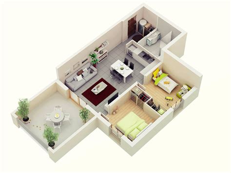 26 2bhk Low Cost 2 Bedroom House Floor Plan Design 3d Awesome New