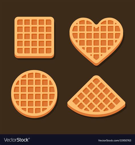 Belgium Waffles Icon Set On Dark Background Vector Image