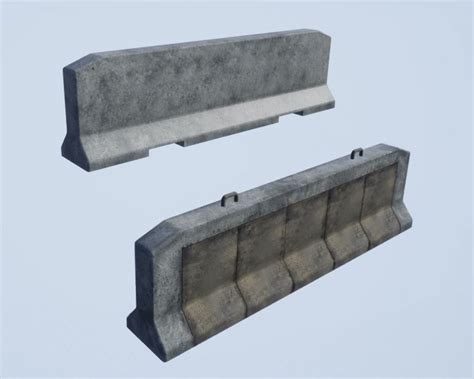 Concrete Road Construction And Armored Military Barriers Free 3d Model