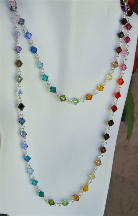 Swarovsky Crystal Mm Beads Necklace Nk Etsy Crystal Bead