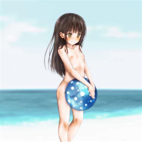 Esan Llamaesan Original Absurdres Highres 1girl Ball Beach Beachball Black Hair Blush