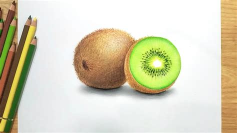 Cara Menggambar Buah Kiwi 3d Realistis Dengan Pensil Warna Youtube