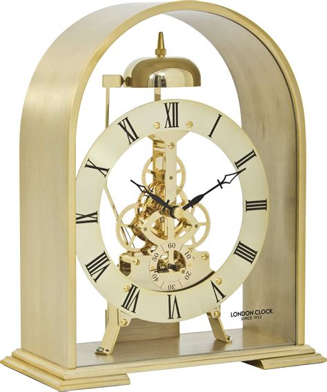 London Clock Gold Finish Skeleton Bell Mantel Clock Uk