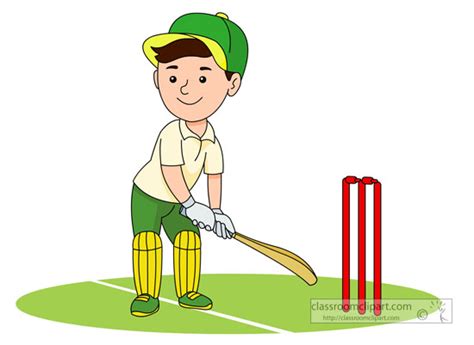 Cricket Clipart Batsman Batting At Cricket Game Classroom Clipart