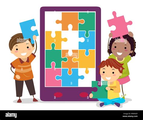Cartoon Illustration Jigsaw Puzzle Clip Hi Res Stock Photography And