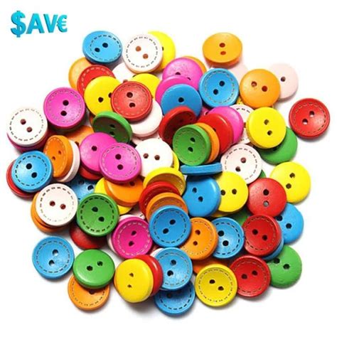 Colorful Decorative Dotted Line Round Wooden Buttons 100pcs Lot 2