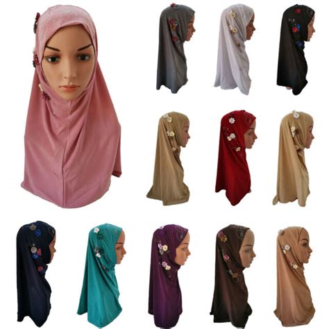 Women Muslim Turban Hijab Hats Flower Headscrf Shawls Caps Islamic Arab