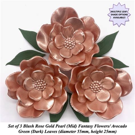 Rose Gold Edible Flowers Wedding Cake Decorations Birthday Etsy