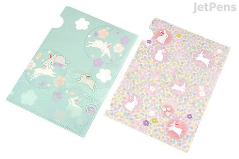 Kurochiku Japanese Pattern Clear Folder A5 Hana Usagi Flower