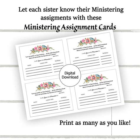 Ministering Assignment Card Editable Printable Etsy Etsy Printables