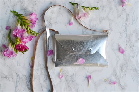 Silver Leather Clutch Bag