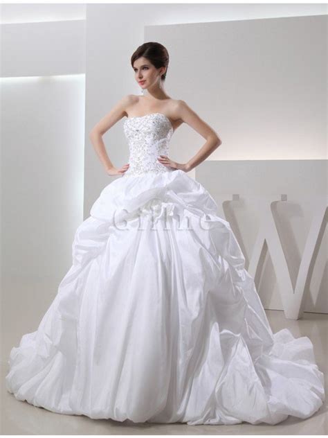 Oft kommen tüll, satin, spitze, organza, taft und mikado zum einsatz. Kathedral Schleppe Duchesse-Linie Empire Taille Taft ...