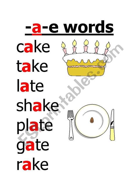 -a-e words - ESL worksheet by susanjacobs