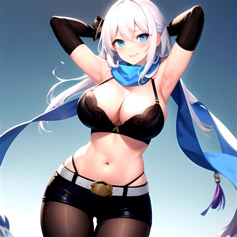 Girl Armpits Arms Behind Head Belt Black Bra Black Gloves Black