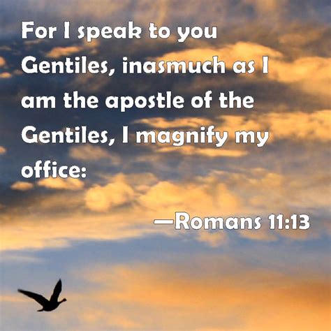 Romans For I Speak To You Gentiles Inasmuch As I Am The Apostle Of The Gentiles I