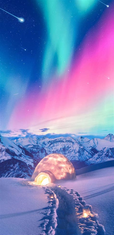 1440x2960 Snow Winter Iceland Aurora Northern Lights Samsung Galaxy