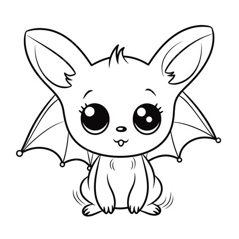 Cute Baby Bat Coloring Pages Outline Sketch Drawing Vector Easy Bat