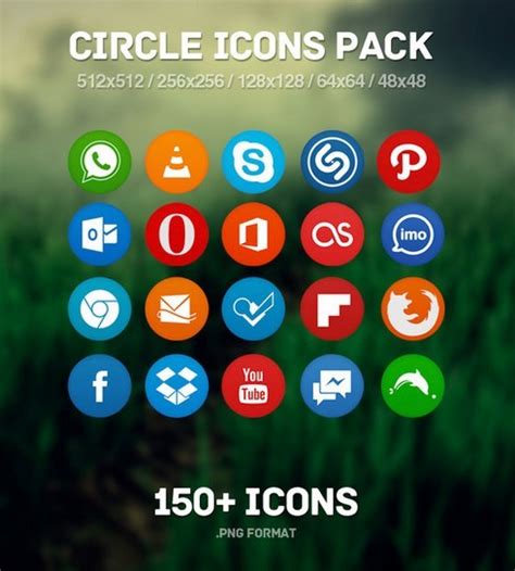 Free 150 Flat Circle Social Icons Pack Titanui