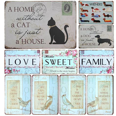 A Home Without A Cat Is Just A House Metal Sign Vintage Home Decor Tin
