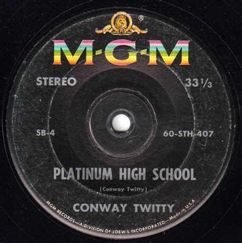 Platinum High School By Conway Twitty 1963 Hit Song Vancouver Pop