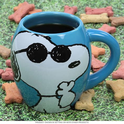 Snoopy Joe Cool Curved Blue Peanuts Coffee Mug 18 Oz Mugs Snoopy