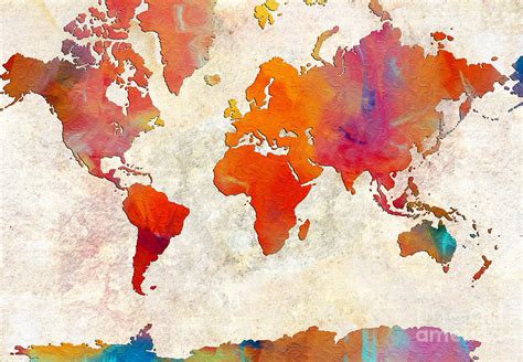 World Map Rainbow Passion Abstract Digital Painting 2 Digital Art