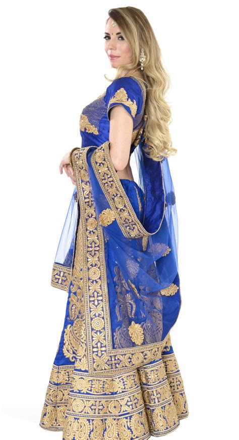 Magnificent Royal Blue And Gold Indian Wedding Lehenga