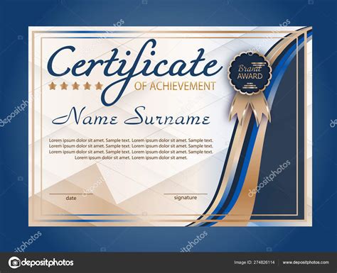 Certificado De Logro Diploma Plantilla Horizontal Fondo De Elementos